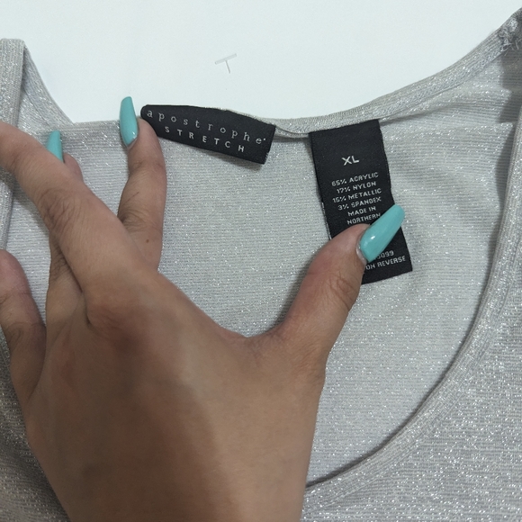Apostrophe, Sparkly Silver Tank, XL - Picture 2 of 4